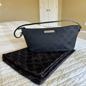 Gucci Vintage Black GG Canvas Bag
